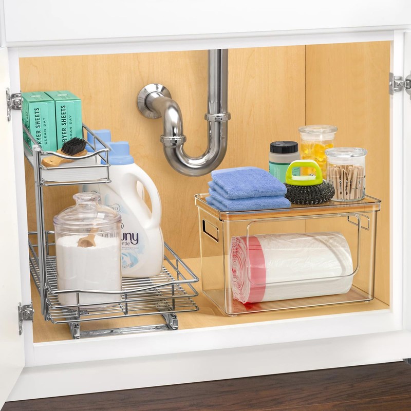 Hudgan Stackable Storage with Bamboo Top for Laundry Room Organization,