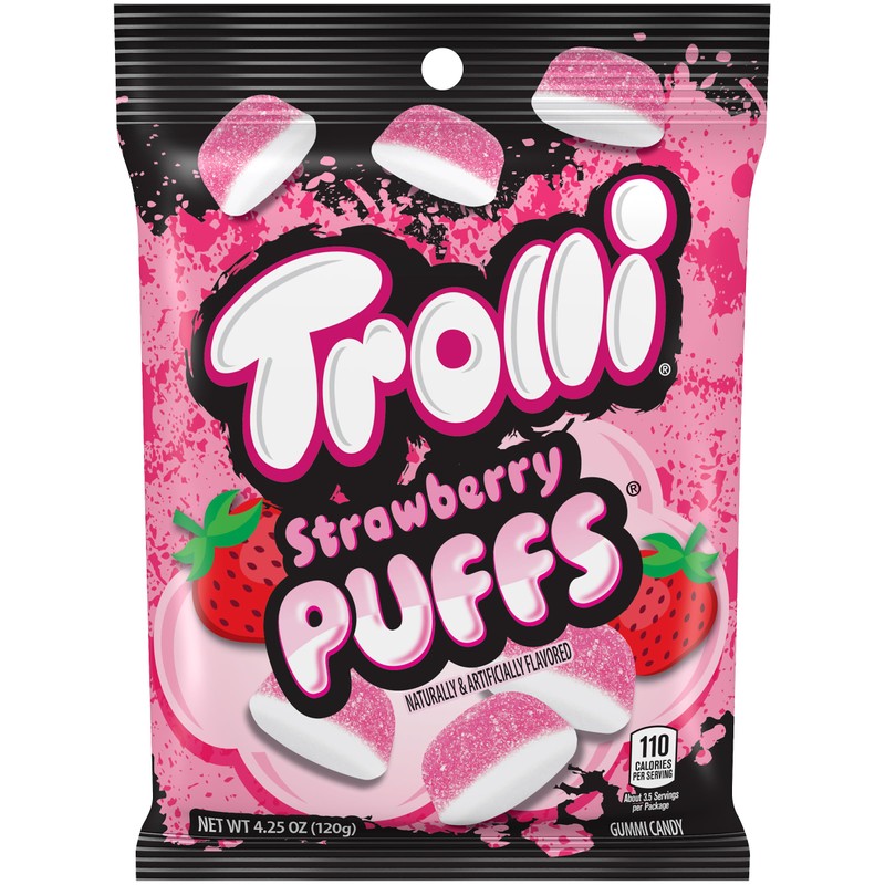 Strawberry Puffs, 4.25oz Bags (Pack of 3), Pink Gummy Candy