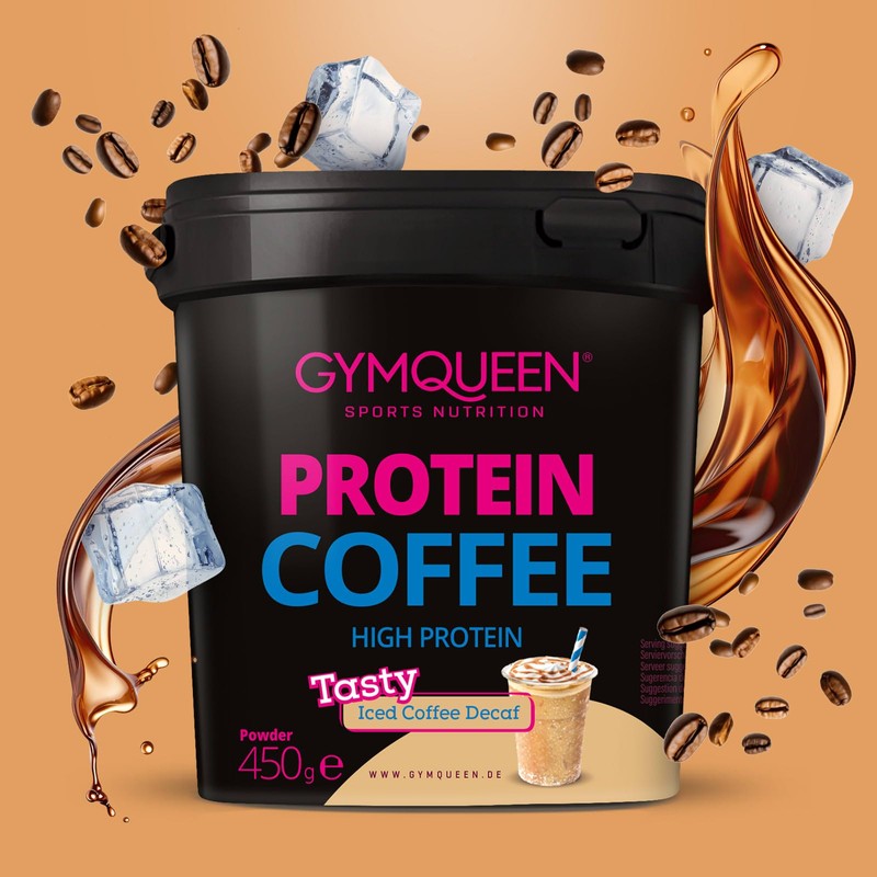 GymQueen Protein Coffee Decafe 450 g, High Protein Coffee, 20