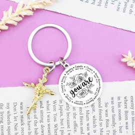 QUIHUD Christian Faith Cross Jesus Keychain Religious Gifts For Women Spiritual Catholic Gifts Inspiration Present Christmas Gifts for Her