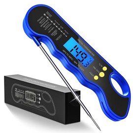 TRAUSI Termómetro digital de lectura instantánea para carne, rápido y preciso con luz de fondo, impermeable e imán para asar a la parrilla, cocinar, h