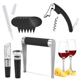 Guowall Cheese and Wine Tool Set, Wine Accessories Set - Corkscrew, Aerator, and Stopper, Cheese Cutter Slicer, Cheese Marker