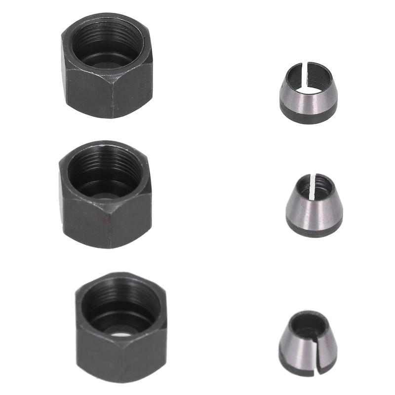 6Pcs Router Collet Adapter Carbon Steel 6mm 6.35mm 8mm Set