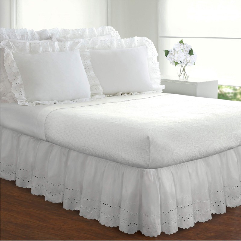 Fresh Ideas Eyelet Ruffled Bedskirt – Ruffled Bedding with Gathered