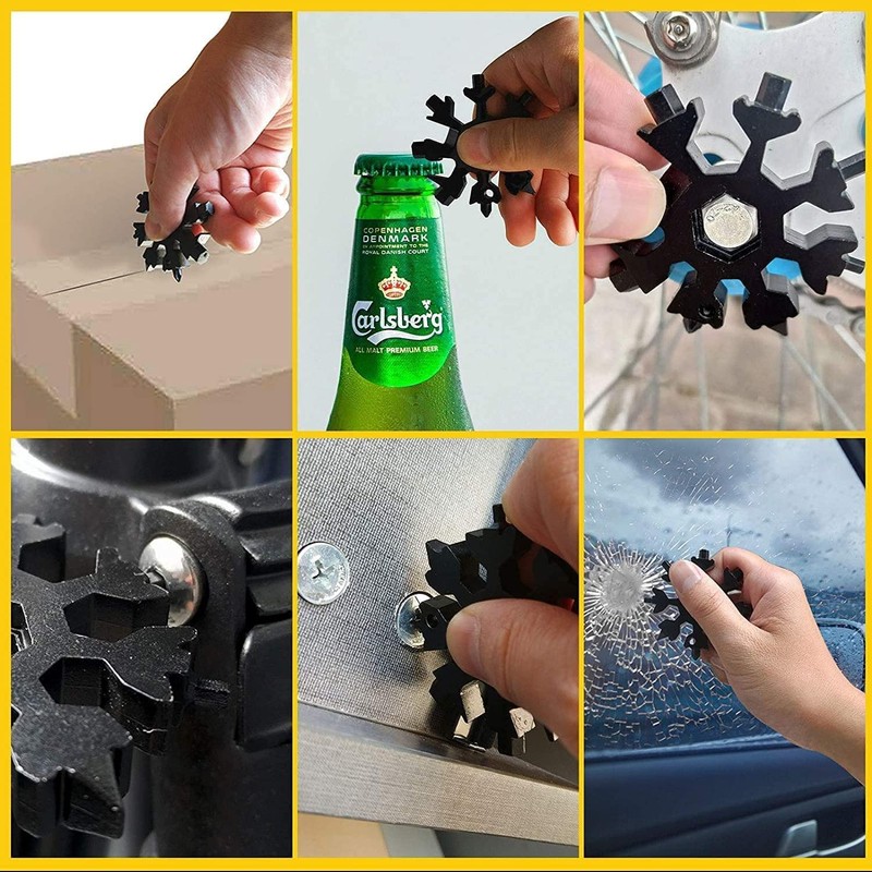 Gifts for Men, 18-in-1 Snowflakes Multi Tool, Black, Father's Day