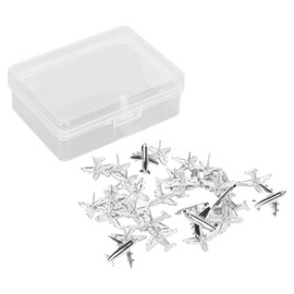30pcs Metal Thumb Tacks Airplane Head Poster Pins with Clear Storage Box for Cork Board Bulletin Board Notice Photos Maps