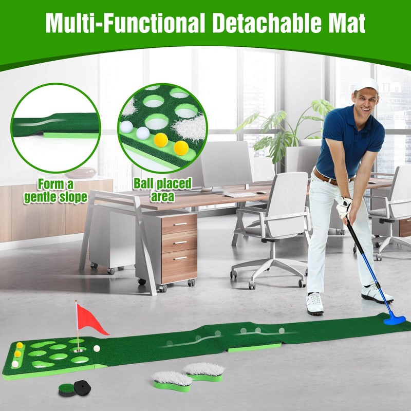 KEMLDIVS Golf Putting Game Set, Detachable Golf Putting Green Mat