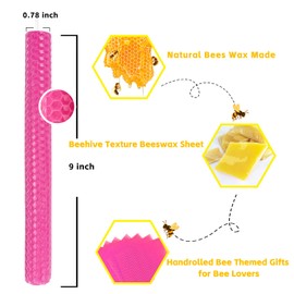 Beeswax Taper Candles 8 Pack, Natural Bees Wax Candles for Home,Unscented & Dripless Candle Sticks, 9" Long, 4 Hours Burn Time, Hot Pink Beeswax Candles by Lacaser