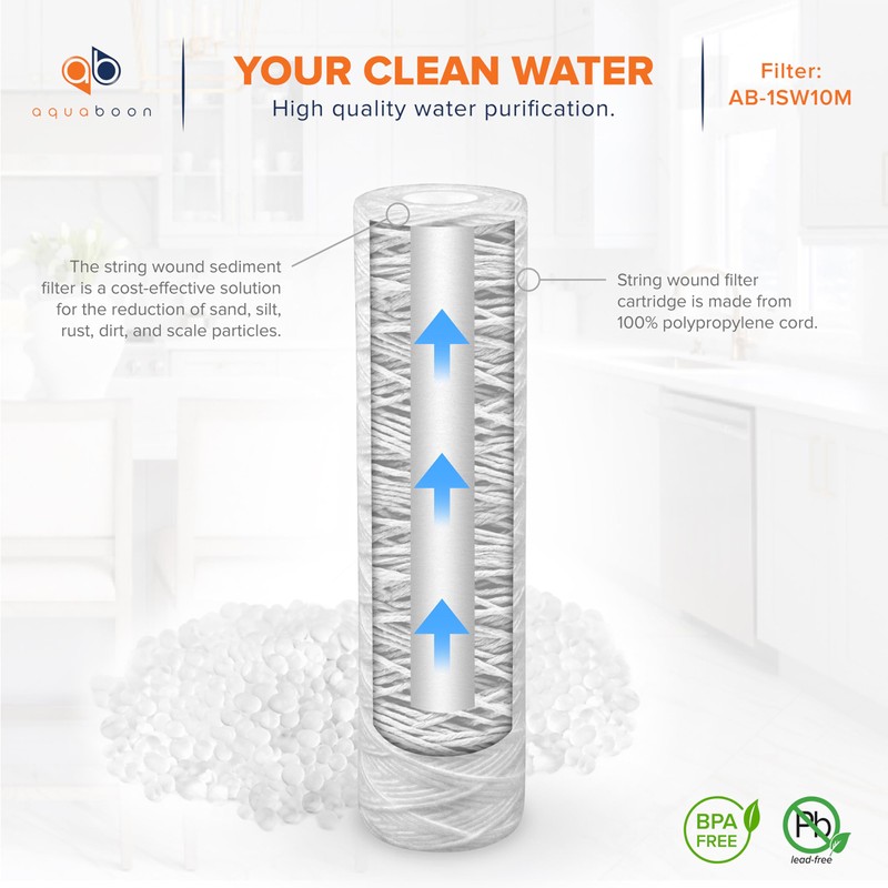 Aquaboon String Wound Water Filter Cartridge - Whole House 10
