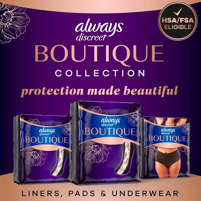Always Discreet Boutique Incontinence Pads, for Bladder Leaks, Extra Heavy