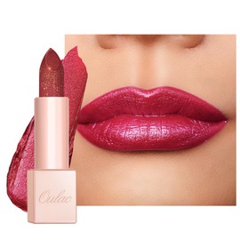 OULAC Diamond Lustre Lipstick Red, Highly Pigmented Lipstick with Fine Texture and Long Lasting Moisturising Formula, Eye-catching Lip Makeup, Vegan (D03) Soirée Red