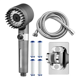 Ion Drops Filtered Shower Head, High Pressure Filtered Showerhead, Adjustable Settings, Turbine Shower Head with Hose & Bracket, Reduces Dry Itchy Skin