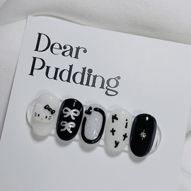 [Handmade Nail Tips] Black Cat Nail Tips - Long Oval / [수제네일팁] 깜장고양이 네일팁 - 롱오벌