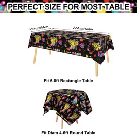 GRESATEK 90s Party Tablecloth, 90s Tablecloth, Birthday, Disposable Plastic, Waterproof Tablecloth, Hip Hop Themes, Party Decoration for 1990s Themes Party, 137 x 274 cm