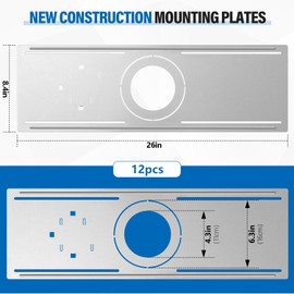 Blulu 12 Pcs New Construction Mounting Plate 4/6 Inch LED Recessed Lighting Kits for LED Light Bar Light Mounting with Notches Lighting Housing Flat Steel Rough in Bracket Fixture
