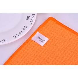 Aniease 3 Pack Microfiber Tea Towels - Super Absorbent Quick Dry Kitchen Towels - Waffle Weave Kitchen Towels (Neon Orange, 30x30cm)