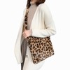 Women Leopard Print Clutch Handbag Plush Faux Fur Tote Bag