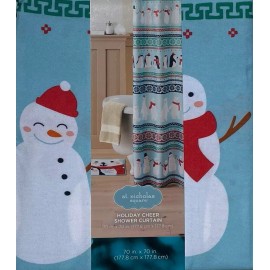 St. Nicholas Square Holiday Cheer Christmas Fabric Shower Curtain Polyester 70"