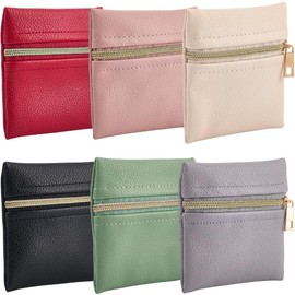 CALFOVERA 6 Colors Soft PU Leather Travel Jewelry Organizer Storage Pouch Mini Portable Waterproof Cosmetic Makeup Bags Pocket with Zipper for Jewelry Women Gift Travel Business Trip