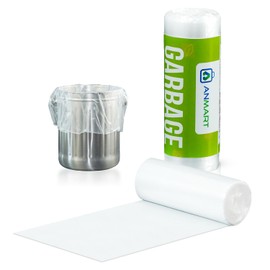 4 Gallon Small Trash Bags | Strong & Leak-Proof, Easy-Tear Perforation, Unscented | Ideal for Bathroom, Office, Kitchen, Car | 35 Count, Clear | USA Company