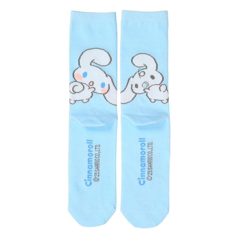 Sanrio 388947 Crew Length Socks, Cinnamoroll, 9.1 - 9.8 inches