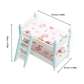 Quintrost Miniature Baby Doll Bed Ornaments, 1:12 Dollhouse Decoration Bunk Bed Furniture Set, Simulated Bed Wooden Mini Ornament Model, Toy Doll Furniture Accessories Decoration