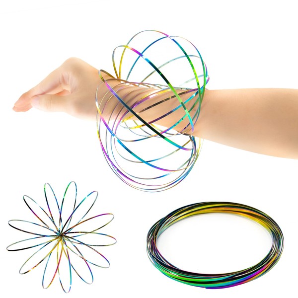 CaLeQi Flow Ring Spinner Ring Arm Toy 3D Magic Flow Ring Toys Stress relief, autism, magical science educational toys,Sensory Interactive Cool Dance Prop Christmas Birthday Gift