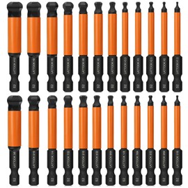 Ball End Hex Head Allen Wrench Drill Bit Set, LATTOOK 24PCS 2.5 Inch Metric & SAE Sizes Ball End Hex Bit Set Allen Key Set Hex Key Set, Magnetic Tipped, S2 Steel