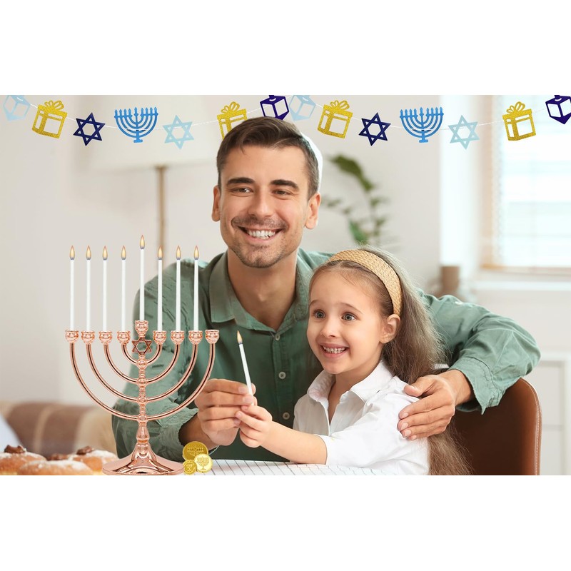 White Deluxe Tapered Hanukkah Menorah Candles for All 8 Nights