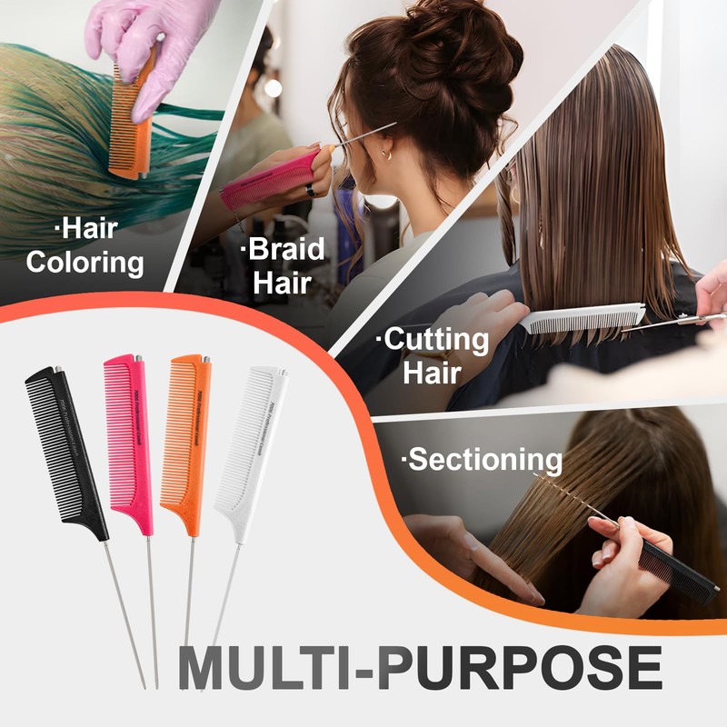 Jurrissa Rat Tail Combs for Parting,Protable Retractable Rat Tail Comb-Parting