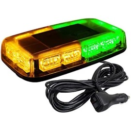 48-LED High Visibility Emergency Safety Warning Light Bar for Roof Top Mini LED Light Snow Plow Trucks Construction NewLight Color: Amber/green, Rated Power: 48, Beam Angle: Spot
