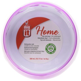 Dogit Non-Skid Dog Food and Water Bowl, Pink – BPA-Free Dish with Cute Hearts and Bones Design, Dishwasher Safe Pet Bowl, 4.9” Diameter, 10.1 fl. oz. Capacity – Durable & Stylish Bowl