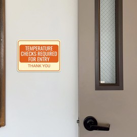 Classic Framed Plus Temperature Checks Required for Entry – Thank You Door or Wall Sign | Medical Facility Greeting & Reception - Medium