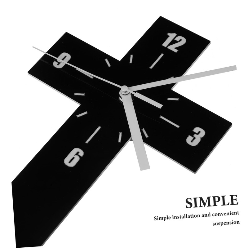 Ciieeo Mute Wall Clock Novelty Cross Shaped Decorative Clock for
