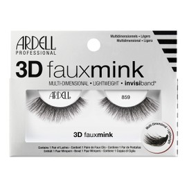 Ardell 3D Faux Mink Lashes False Eyelashes 859 - Fluffy & Voluminous Strip Wispy Lashes for a Natural Glam Look, 4 Pairs