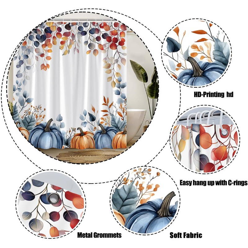 MYYJYY Fall Pumpkin Shower Curtain 70" W x 70" L
