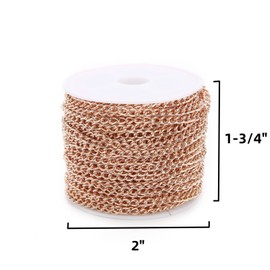 SWTOOL 60 Feets /20 Yards Metal Rose Gold Link Chains, Iron Bulk Curb Chain for DIY Craft Jewelry Chain Making, 2 Rolls x 10 Yards