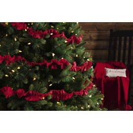 VHC Brands Shimmer Burlap Red Set of 3 9ft Garland
