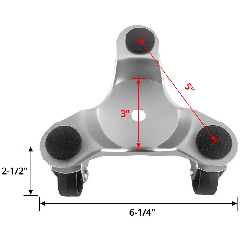 QWORK 4 pcs 6" Steel Tri-Dolly, 200 lbs Load Capacity,