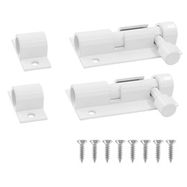 Zorveiio 2 Pcs 2 Inch Barrel Bolt Latch, Aluminium Alloy Mini Gate Slide Lock Heavy Duty Sliding Warehouse Garage Door Latch with Screws(White)