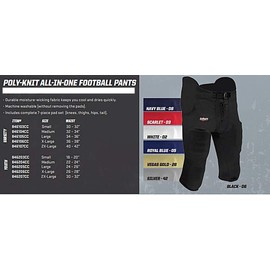Schutt Sports Youth All-in-One Poly Knit Football Pant, Black, Small