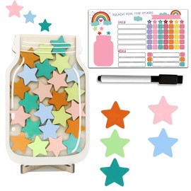 Magnetic Reward Jar for Kids, Reward Jar with Star Tokens Magnetic Task Chart Potty Training Chart for Toddlers Boys Girls Inspiring Good Behavior