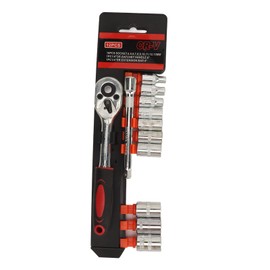 Ratchet Wrench Socket Set Quick Auto Repair Tool Kit CRV Industrial Hardware 1/4in