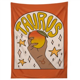 Society6 2021 Tapestry, 50” x 60”, Doodle by Meg Taurus Mango