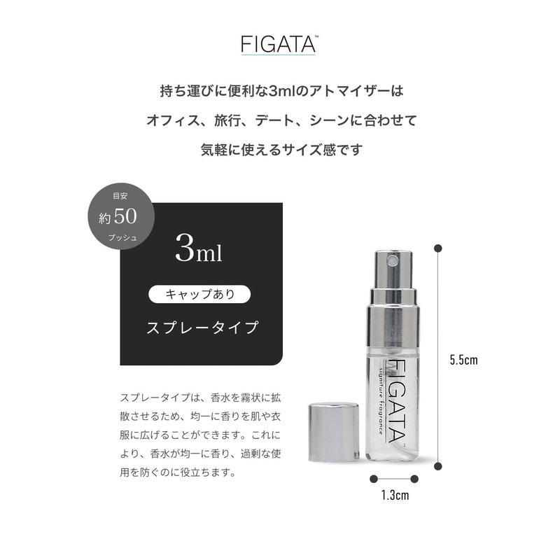 FIGATA ミニ香水 3ml （原材料：ウォームコットン オードパルファム） スプレータイプ ユニセックス お試し cle