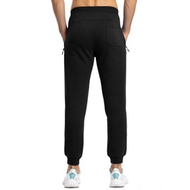 Rdruko Men's Fleece Jogger Pants Winter Thicken Sweatpants Warm Track Pants with Pockets,Black,L