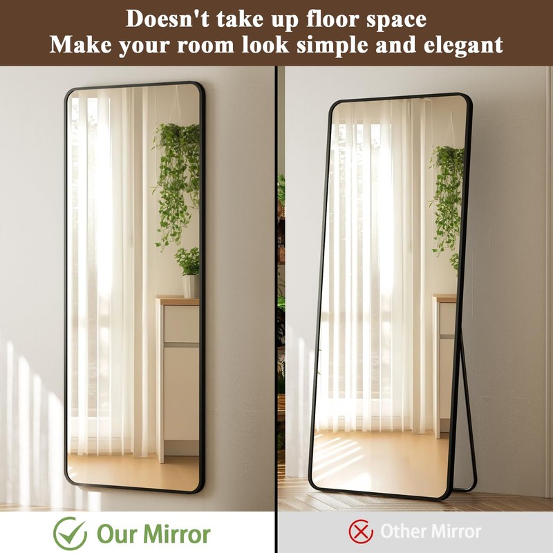 VooBang 14"x48" Full Length Over The Door Mirror - Aluminum