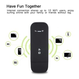 Zunate 4G USB Portable Modem,4G USB Modem SIM Card Type,with 2 * 2MIMO Antennas,Data transmission speed: 112Mbps,For 4G/3G/GSM(with WIFI)