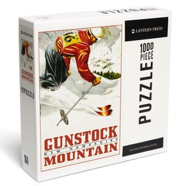Lantern Press 1000 Piece Jigsaw Puzzle, Gunstock Mountain, New Hampshire, Downhill Skiing, Vintage Art