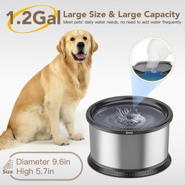 Twinsing 4.5L/1.2Gal Dog Water Bowl, No Spill Stainless Steel Slow Water Bowl for Medium Large Dogs, Large Capacity Splash Proof Dog Slow Water Feeder with Anti-Slip Mat for Mess Drinkers
